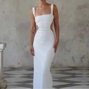Meshki White Backless Cutout Dress